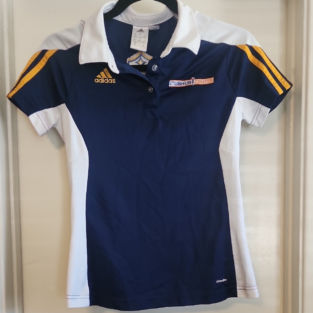 Adidas LA Galaxy StubHub Center Polo Shirt Climalite Embroidered MLS Soccer Top